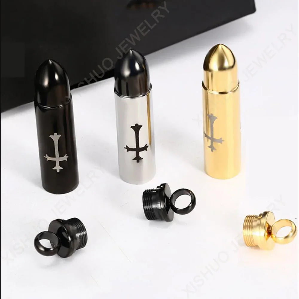 Stainless Steel Bullet Shaped Cremation Urn Ashes Bottle Locket Pendant Necklace for Pet Memorial Urn Jewelry
