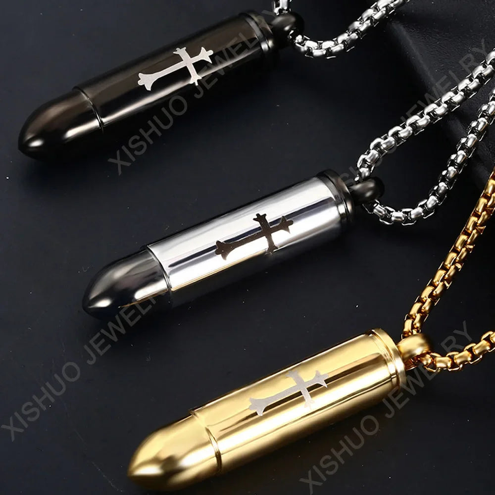 Stainless Steel Bullet Shaped Cremation Urn Ashes Bottle Locket Pendant Necklace for Pet Memorial Urn Jewelry