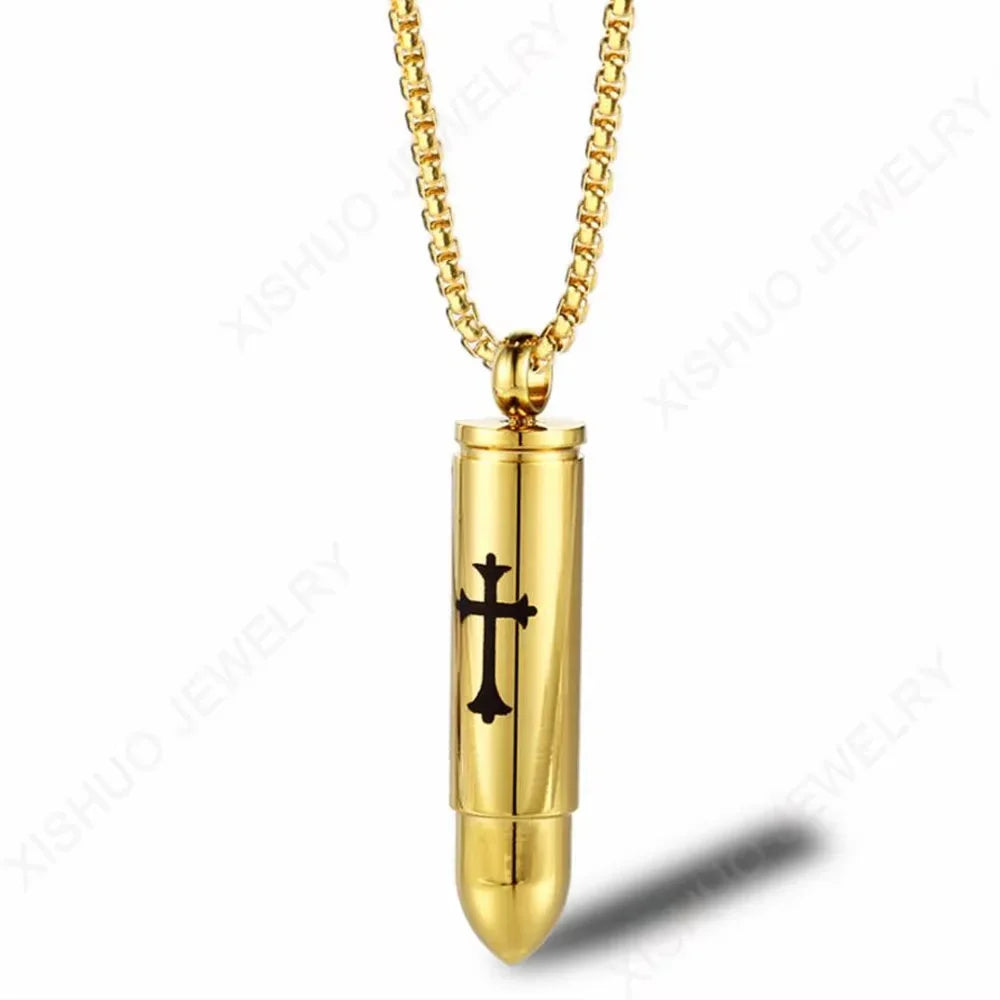 Stainless Steel Bullet Shaped Cremation Urn Ashes Bottle Locket Pendant Necklace for Pet Memorial Urn Jewelry